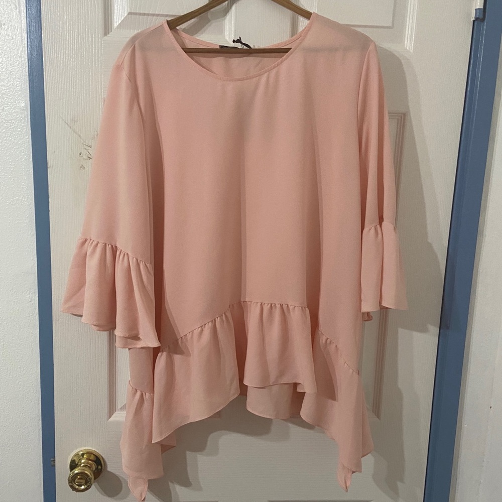 NWT Gibson Ruffle Edge Blouse XL